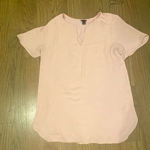 Ann Taylor blush pink mixed media blouse